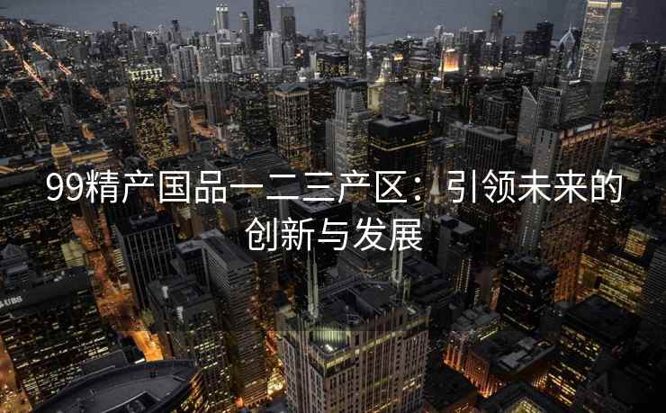 99精产国品一二三产区：引领未来的创新与发展