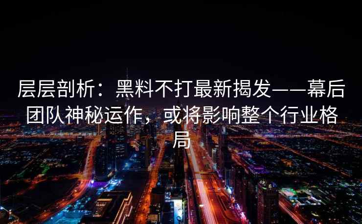 层层剖析：黑料不打最新揭发——幕后团队神秘运作，或将影响整个行业格局