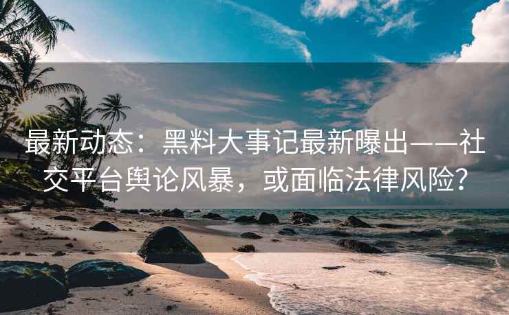 最新动态：黑料大事记最新曝出——社交平台舆论风暴，或面临法律风险？